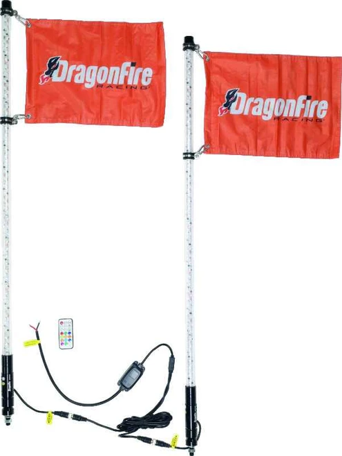 DragonFire Racing Whips - 4Ft Spiral Led Clear Pair 522804