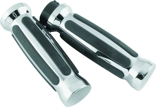 Bikers Choice 81-17 XL & Big Twin Dual Cable Chrome & Black Sensation Grips Pr 498414