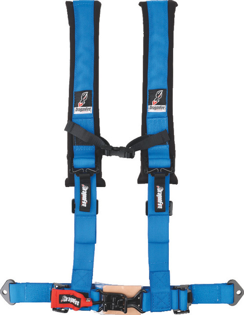 DragonFire Racing Harness- H-Style- 4-Point- 2in Buckle- Blue 521322