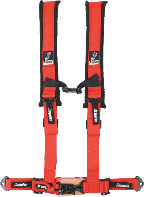 DragonFire Racing Harness- H-Style- 4-Point- 2in Buckle- Red 521272
