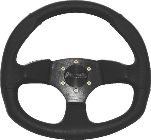 DragonFire Racing Steering Wheels - D-Shaped- Vinyl- Black- 0in offset 520969