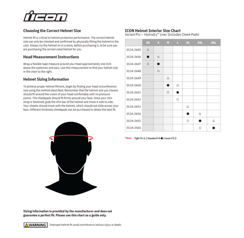 Icon Variant Pro Interior Set - Xl/Standard Fit - 2Xl/Tight Fit 0134-2654
