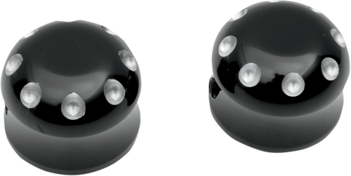 Covingtons Axle Covers - Front - Dimpled - Black - Pair - '80-'06 C0011-B