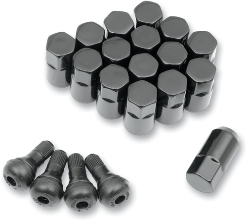 Moose Offroad Lug Nuts With Valve Stems - 3/8"-24 - Chrome - Tapered - 16 Pack SP300MO201