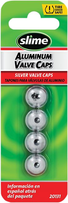 Slime Valve Stem Caps - Silver - 4 Pack 20131