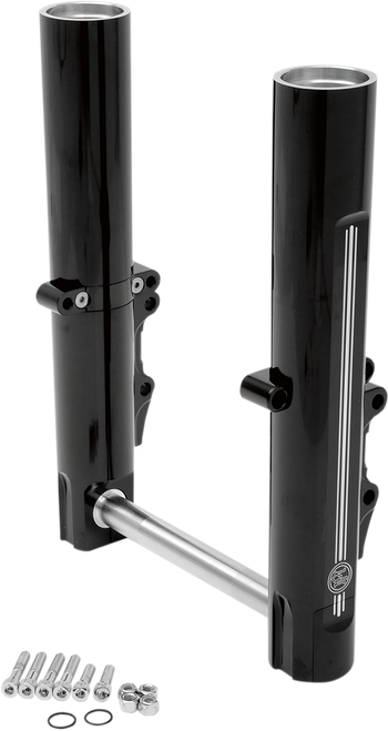Performance Machine (Pm) Fork Leg Kit - Black - Lower - Dual Disc - Contrast Cut - '08-'13 0208-2056-BM