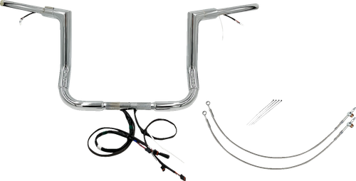 Fat Baggers Inc. Ez Install Wired 1-1/2" Flat Top Handlebar Kit - 16" - Chrome 601216