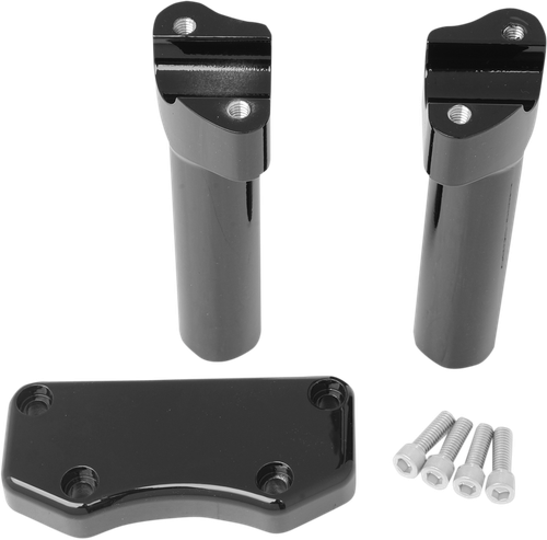 Drag Specialties Handlebar Riser & Top Clamp Kit - 6" - Buffalo - Black 0602-0593