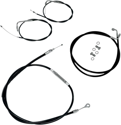La Choppers Standard Black Vinyl Handlebar Cable/Brake Line Kit - 18"-20" Ape Hangers - '96-'03 Sportster LA-8300KT-19B