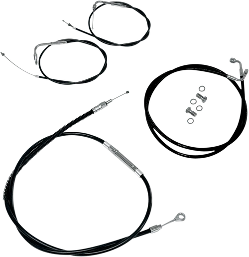 La Choppers Standard Black Vinyl Handlebar Cable/Brake Line Kit - 15"-17" Ape Hangers - '08-'13 Fl LA-8010KT-16B