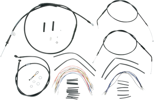 Burly Brand Complete Black Vinyl Handlebar Cable/Line Kit For Ape Hangers - 14" - '00-'06 Flst B30-1009