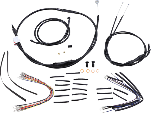 Burly Brand Complete Black Vinyl Handlebar Cable/Line Kit For Ape Hangers - 12" - '06 Fxd B30-1036