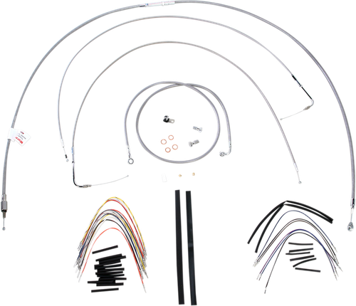 Burly Brand Complete Stainless Braided Handlebar Cable/Brake Line Kit - 18" Ape Hangers - '00-'06 Flst B30-1057