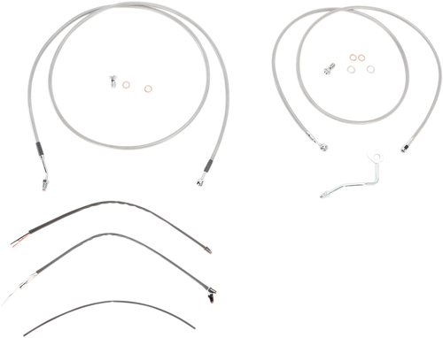 Burly Brand Complete Stainless Braided Handlebar Cable/Brake Line Kit - 13" Ape Hangers - '14-'16 Flh B30-1119