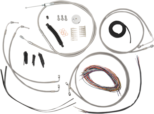 La Choppers Complete Stainless Braided Handlebar Cable/Brake Line Kit - 15"-17" Handlebars - '08-'13 Fltr LA-8050KT2-16