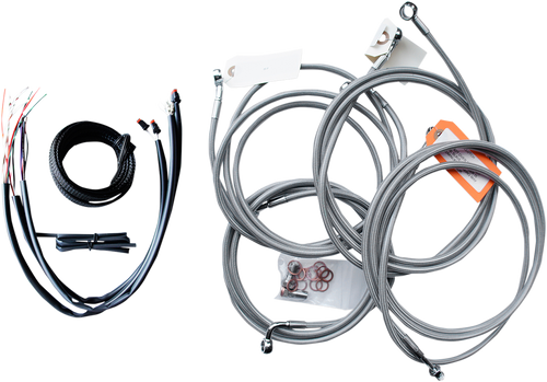 La Choppers Complete Stainless Braided Handlebar Cable/Brake Line Kit - Mini Handlebars - '14-'15 Fl LA-8052KT2-08