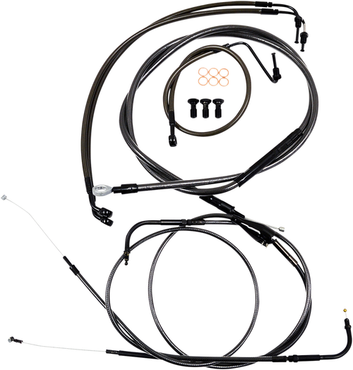 La Choppers Standard Midnight Braided Handlebar Cable/Brake Line Kit - 18"-20" Ape Hangers - '08-'13 Fltr LA-8050KT-19M