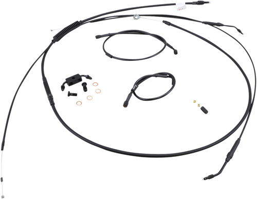 Burly Brand Complete Black Vinyl Handlebar Cable/Line Kit For Ape Hangers - 14" - Abs - '12-'17 Dyna B30-1122