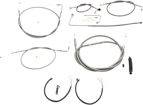 La Choppers Complete Stainless Braided Handlebar Cable/Brake Line Kit - 15"-17" Handlebars - '15 Fls LA-8151KT2A-16
