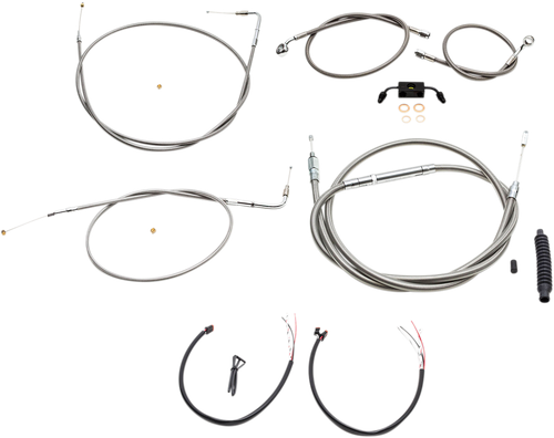 La Choppers Complete Stainless Braided Handlebar Cable/Brake Line Kit - 12"-14" Handlebars - '12-'17 Fxdb/C LA-8211KT2-13