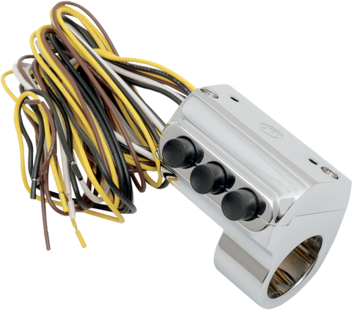 Performance Machine (Pm) Contour Billet Handlebar Switch - Left Side - Three Button - Hydraulic Clutch - Chrome 0062-2033-CH