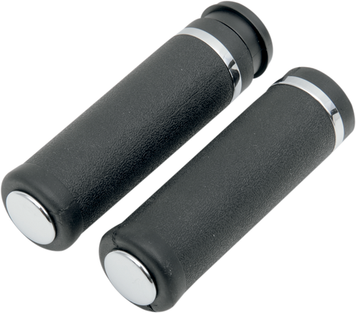 Drag Specialties Rubber Grips With Accent Rings And End Caps - Hotop - Smooth - Tbw 0630-0747
