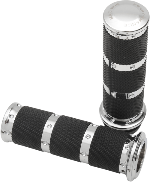 Performance Machine (Pm) Contour Xls Renthal Wrapped Grips - Tbw - Chrome 0063-2087-CH