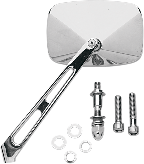 Drag Specialties Mirror With Air Stem - Side View - Rectangle - Chrome - Left/Right - Each 0640-0006