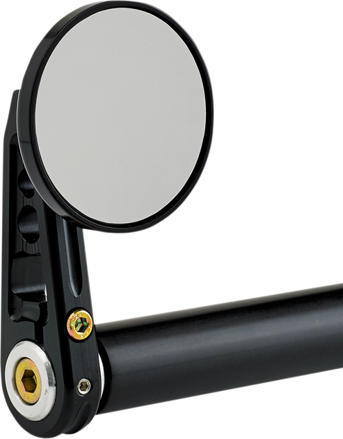 Joker Machine Mirror - Bar End/Side View - Round - Black - Straight - 2-1/4" 09-312-DB
