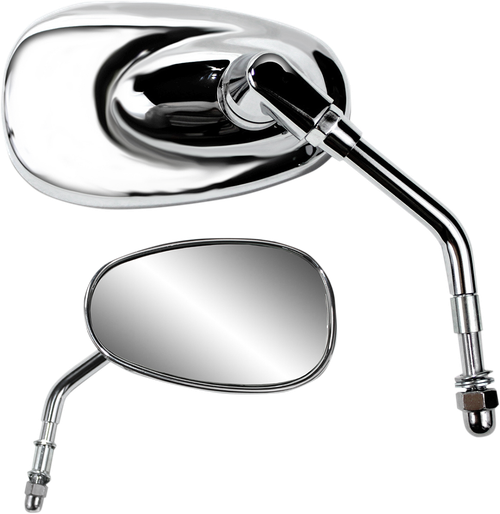 Parts Unlimited Mirror - Side View - Oval - Short - Chrome 0640-0950