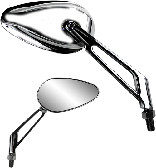 Parts Unlimited Mirror - X-Treme Mini - Side View - Teardrop - Billet - Short - Chrome - Each 0640-0962