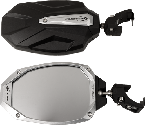 Seizmik Mirrors - Photon - Side View - Oval - Black/Silver - Polaris Pro Fit/Can Am Profiled Rops - Pair 56-18109