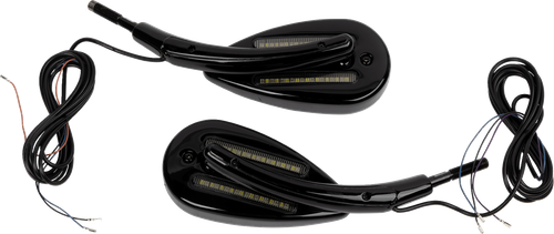 Custom Dynamics Mirrors - Side View - With Led Turn Signal - Black - Pair CD-MIR-PLUG-B