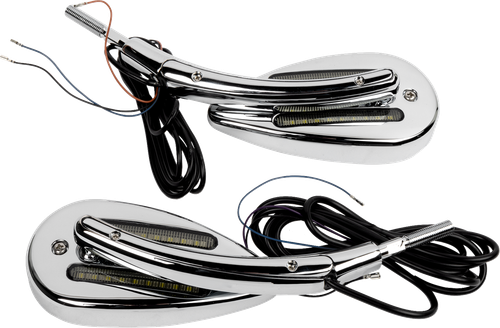Custom Dynamics Mirrors - Side View - With Led Turn Signal - Chrome - Pair CD-MIR-PLUG-C