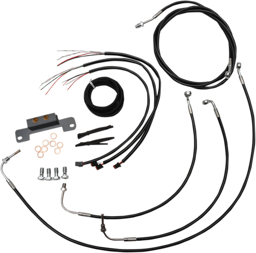 La Choppers Complete Black Vinyl Braided Handlebar Cable/Brake Line Kit - Mini Handlebars - '17-'20 Touring LA-8055KT2-08B