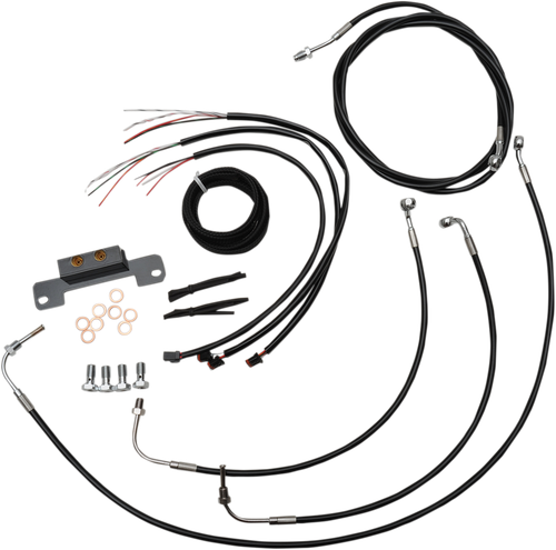 La Choppers Complete Black Vinyl Braided Handlebar Cable/Brake Line Kit - 18"-20" Handlebars - '17-'20 Touring LA-8055KT2-19B