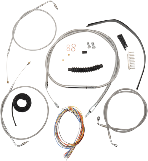 La Choppers Complete Stainless Braided Handlebar Cable/Brake Line Kit - 12"-14" Handlebars - '12-'17 Fxdf LA-8230KT2-13
