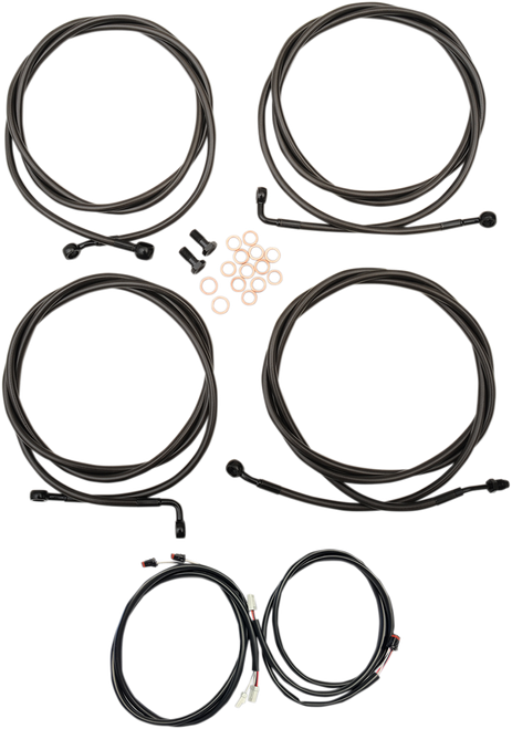 La Choppers Complete Plug-And-Play Cable Kit - 12" - 14" Handlebars - '17-'20 Touring - Abs - Midnight LA-8054KT3-13M