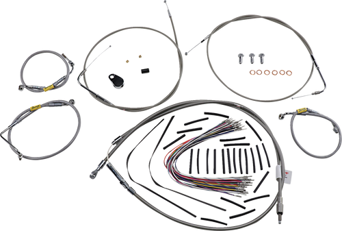 Burly Brand Control Kit For Early Touring Bikes With Bagger Bar Handlebars - 13" - Non-Cruise - Stainless B30-1292