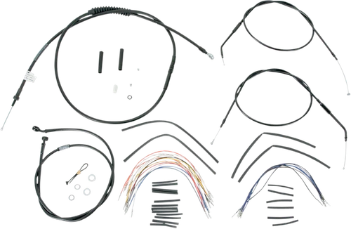 Burly Brand Complete Black Vinyl Handlebar Cable/Line Kit For Ape Hangers - 16" - '08-'11 Fxdf B30-1199