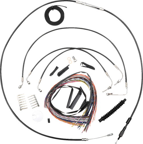 La Choppers Complete Black Vinyl Braided Handlebar Cable/Brake Line Kit - 12"-14" Handlebars - '18-'22 Softail LA-8155KT2-13B