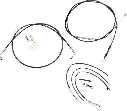 La Choppers Complete Black Vinyl Braided Handlebar Cable/Brake Line Kit - 12"-14" Handlebars - '18-'22 Softail LA-8156KT2-13B