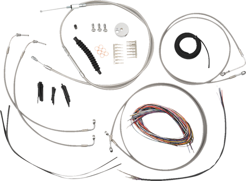 La Choppers Complete Stainless Braided Handlebar Cable/Brake Line Kit - Mini Handlebars - '18-'24 Softail LA-8157KT2-08