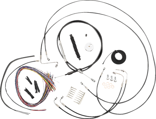 La Choppers Complete Black Vinyl Braided Handlebar Cable/Brake Line Kit - Mini Handlebars - '18-'24 Softail LA-8157KT2-08B