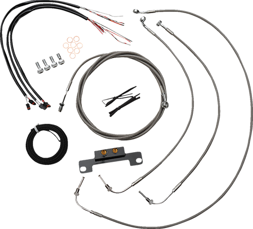 La Choppers Complete Stainless Braided Handlebar Cable/Brake Line Kit - Stock Bars - '21-'22 Flh LA-8056KT2-08