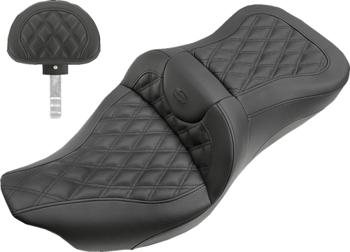 Saddlemen Extended Reach Roadsofa Seat - Lattice Stitched - Backrest - Fl '08-'24 808-07B-184BR