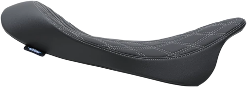 Drag Specialties Seats Low Solo Seat - Double Diamond - Silver Stitch - Fl '08-'23 0801-1153