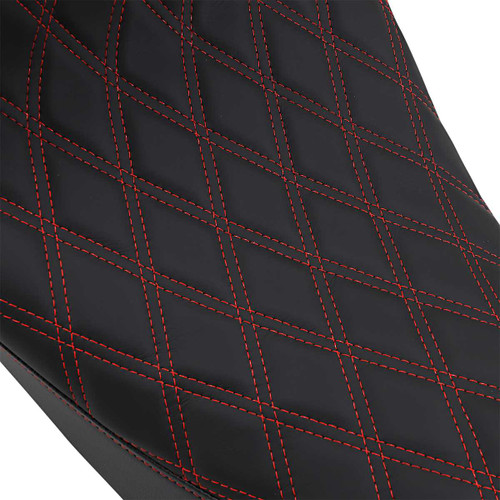 Drag Specialties Seats Forward Low Solo Seat - Diamond - Red Stitched - Fl '08-'23 0801-1254