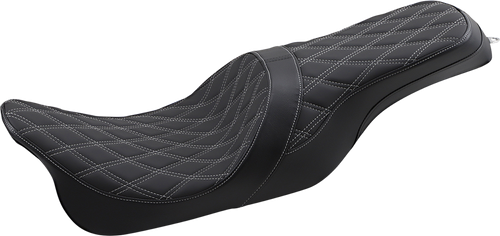 Drag Specialties Seats Forward Positioned Predator 2-Up Seat - Double Diamond - Silver Stitched - Fl '08-'23 0801-1266