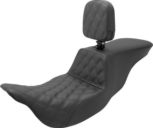 Saddlemen Tour Step-Up Seat - Rider Backrest - Rider Lattice Stitch - Fl '08-'24 808-07B-192BR